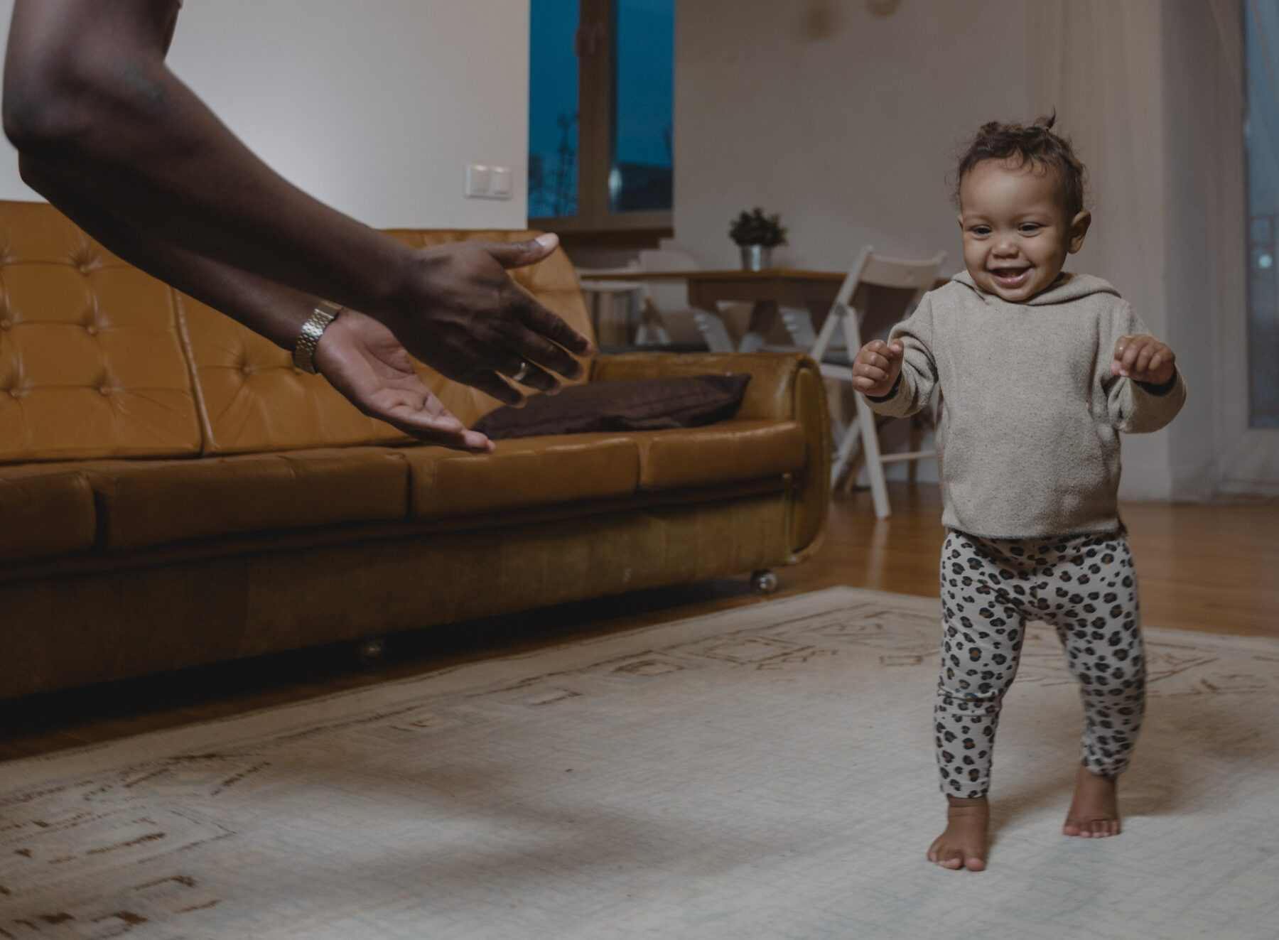 Baby learning to walk.