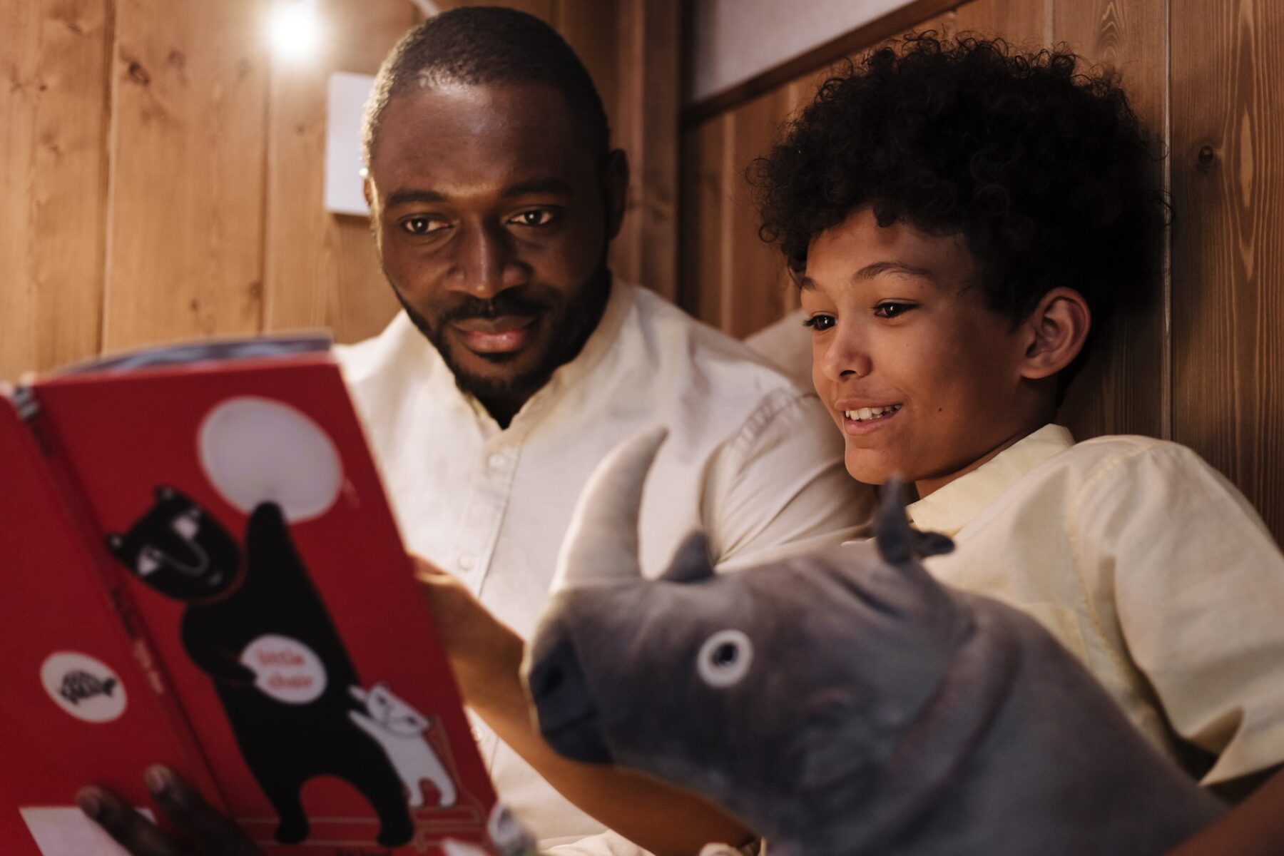 Father and son read