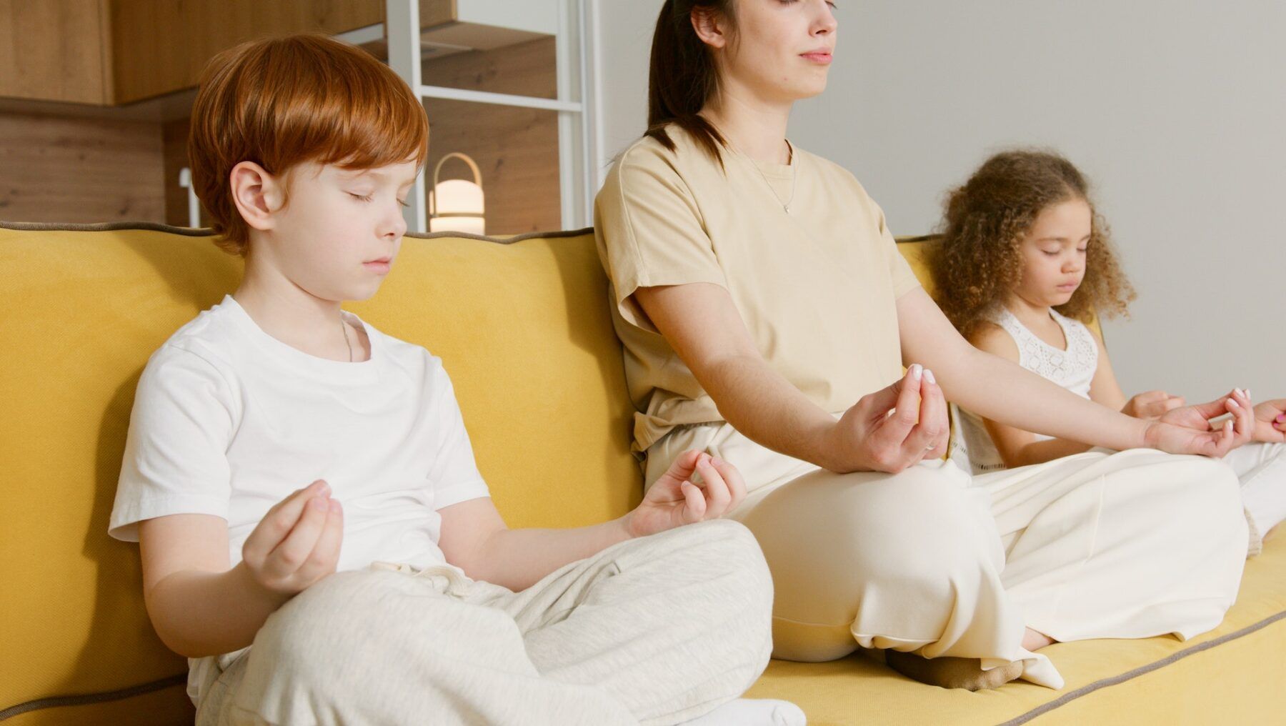 Family meditating.